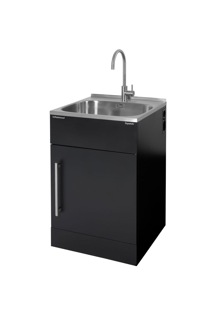 Supertub Series 3, Standard, Door Model, with S/S Gooseneck Tap, Black Finish - ST3103B