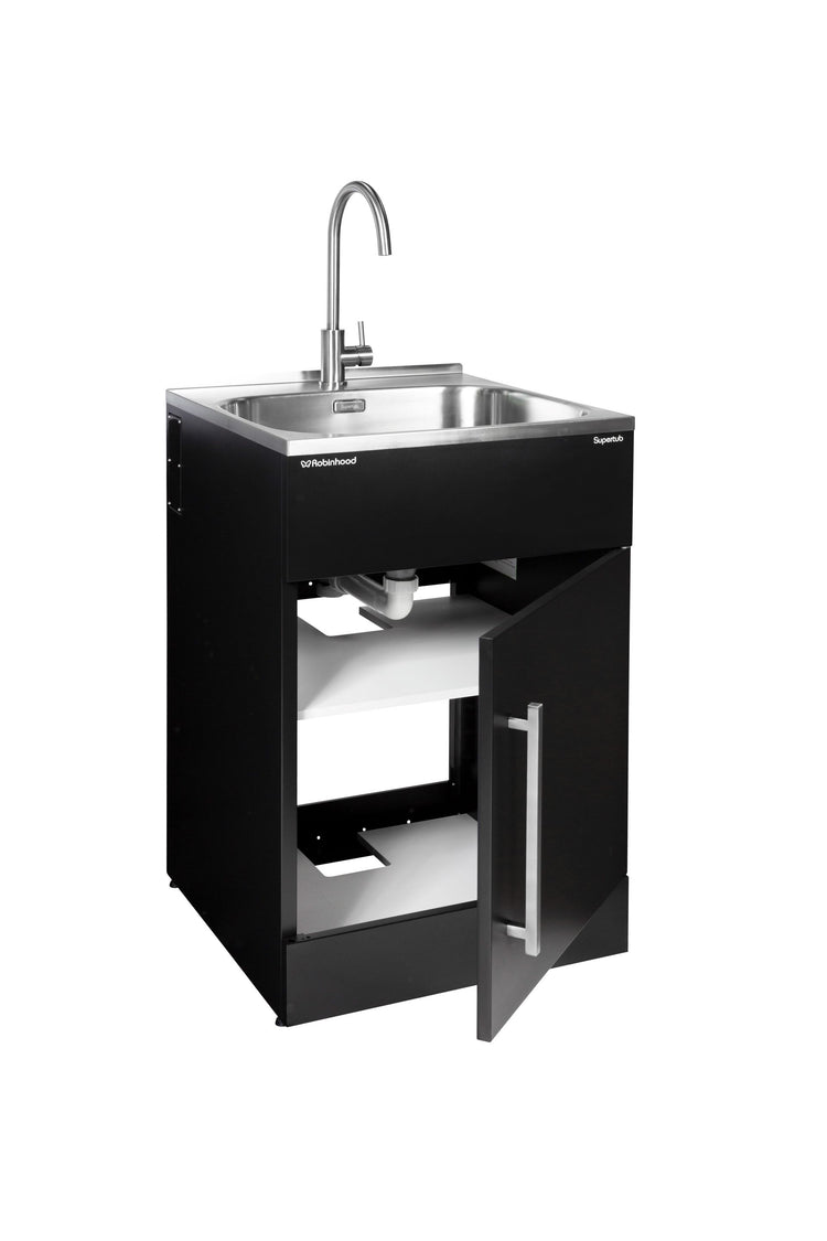 Supertub Series 3, Standard, Door Model, with S/S Gooseneck Tap, Black Finish - ST3103B