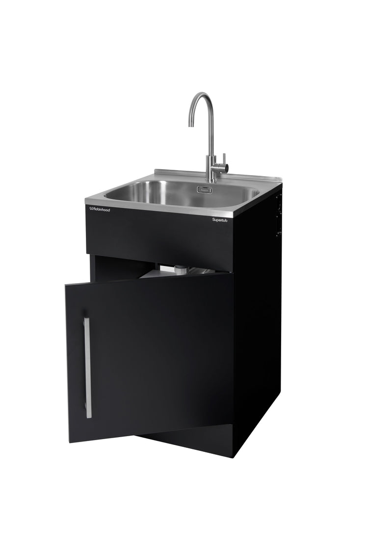 Supertub Series 3, Standard, Door Model, with S/S Gooseneck Tap, Black Finish - ST3103B