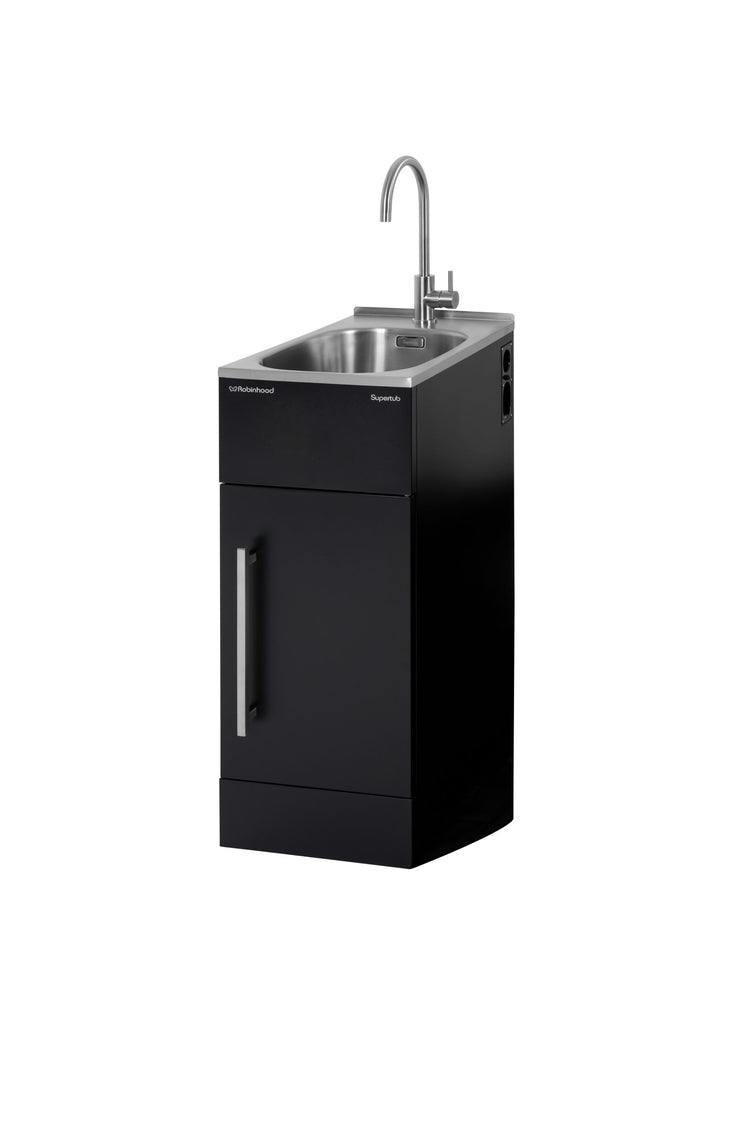 Supertub Series 3, Slim, Door Model, with S/S Gooseneck Tap, Black Finish - STSLIMTAP3B