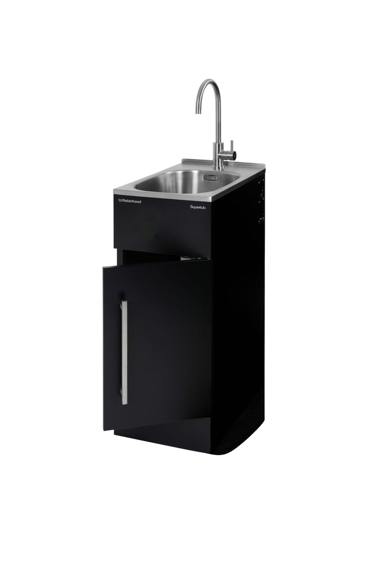Supertub Series 3, Slim, Door Model, with S/S Gooseneck Tap, Black Finish - STSLIMTAP3B