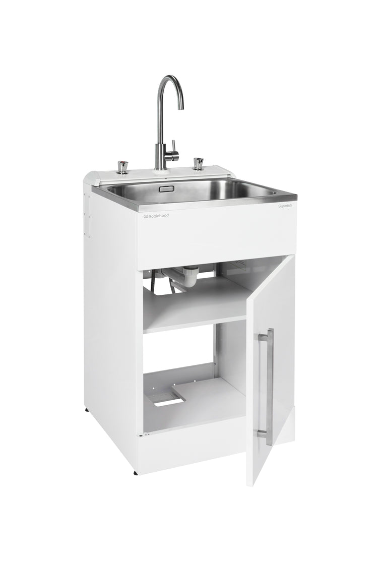 SUPERTUB SERIES 3, STANDARD, DOOR MODEL + CONSOLE + WM TAPS, WITH S/S GOOSENECK TAP -ST3783